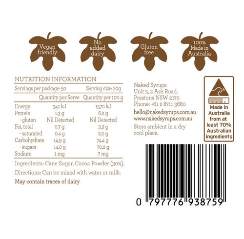 Naked Syrups Chocolate Powder 1Kilo